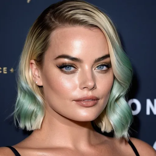 Prompt: A beautiful girl named Margot Robbie, with the Pisces zodiac sign, wearing a beautiful Pisces zodiac inspired makeup look, portrait 