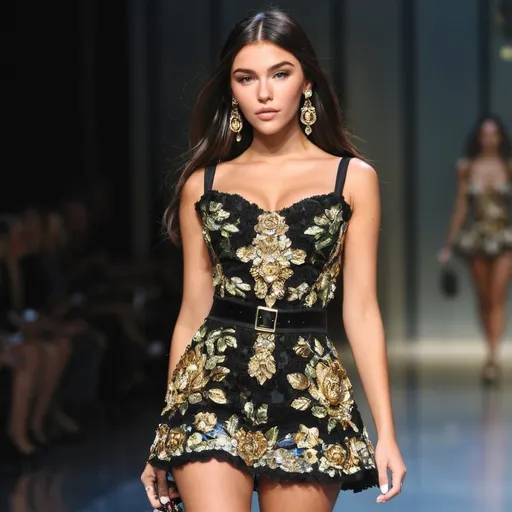 Prompt: Madison Beer wearing Dolce&Gabbana