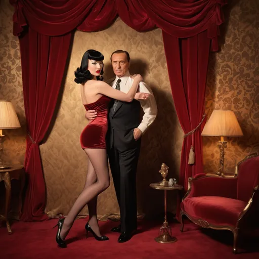 Prompt: Silvio Berlusconi as Betty Page