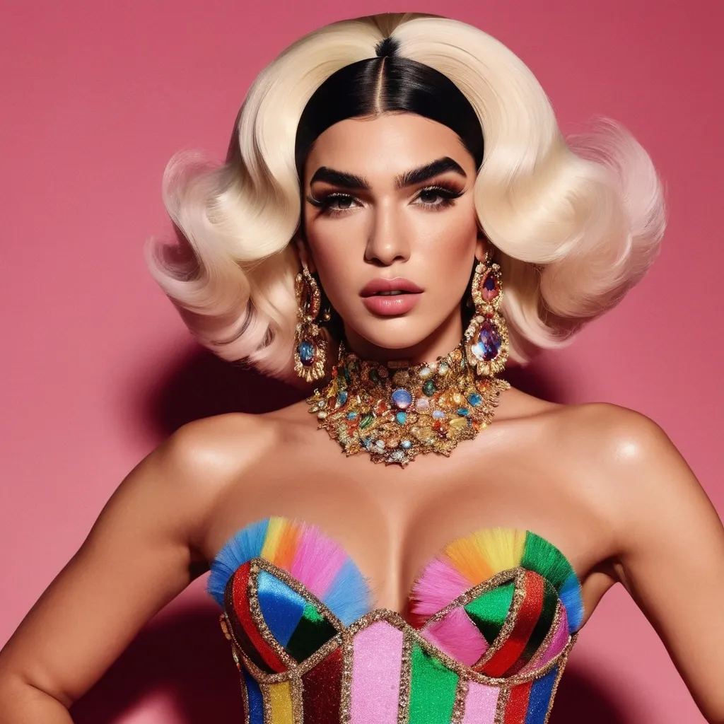 Prompt: Dua Lipa as a Drag Queen wearing Dolce&Gabbana