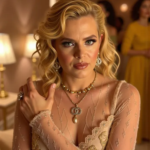 Prompt: (Margot Robbie wearing Chanel), (high fashion), (elegant pose), stunning makeup, luxurious outfit, intricate Chanel designs, stylish accessories, soft golden lighting, glamorous ambiance, ultra-detailed, fashion photography, emphasis on textures and fabrics, chic hair, sophisticated mood, beautiful backdrop reflecting a fashion show, captivating and refined.