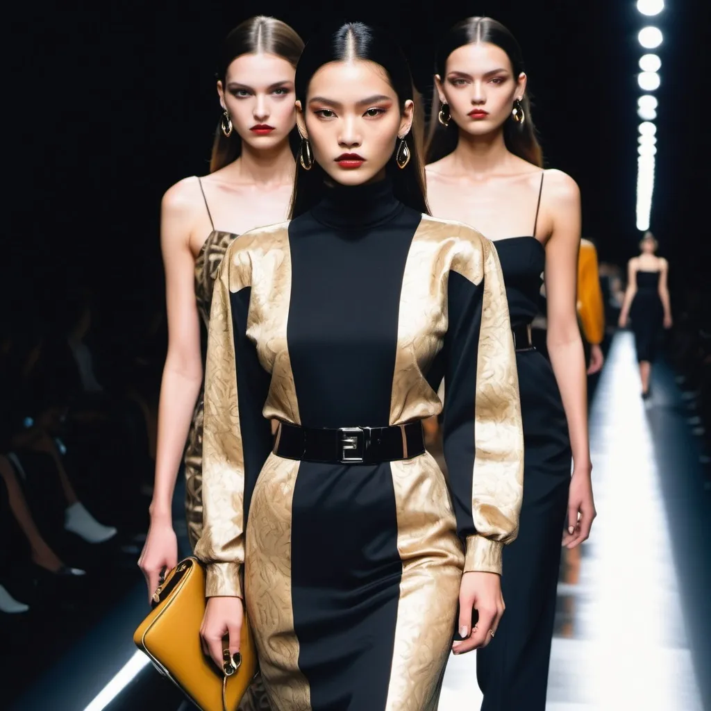 Fendi look bold glamorous look high sheen intrica