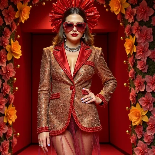 Prompt: Dolce&Gabbana inspired design, (luxurious), (fashion-forward), stunning patterns, bold colors, intricate textures, modern elegance, lavish aesthetic, high-end fashion showcase, opulent background, dramatic lighting, (vibrant), chic, glamorous, 4K quality, showcasing iconic elements synonymous with the brand.