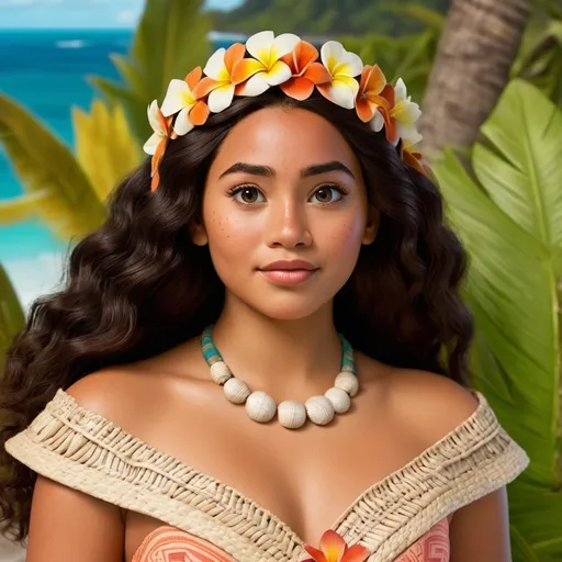Prompt: Princess Moana 
 in a Wes Anderson Movie