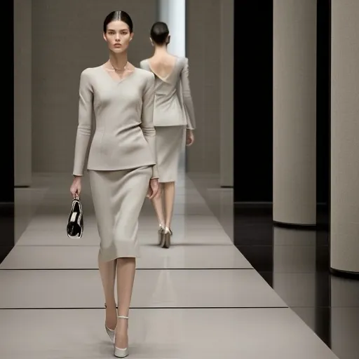 Prompt: (Armani concept), elegant fashion design, luxury clothing, sophisticated textures, refined styles, minimalist aesthetics, modern trends, quality craftsmanship, high fashion, soft lighting, lavish ambiance, muted color palette, (ultra-detailed), (HD), captivating and timeless elegance, upscale vibe, chic accessories, and a hint of exclusivity.