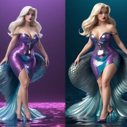 Prompt: Hyper realistic 64k 3d Ursula from The Little Mermaid as Britney Speara in hyper realistic and very detailed 64 3d hd, wearing Paco Rabanne and heels outfit, very detailed Paco Rabanne dress 64k Reflex ultra hd quality and very detailed Paco Rabanne heels 64k ultra hd quality 