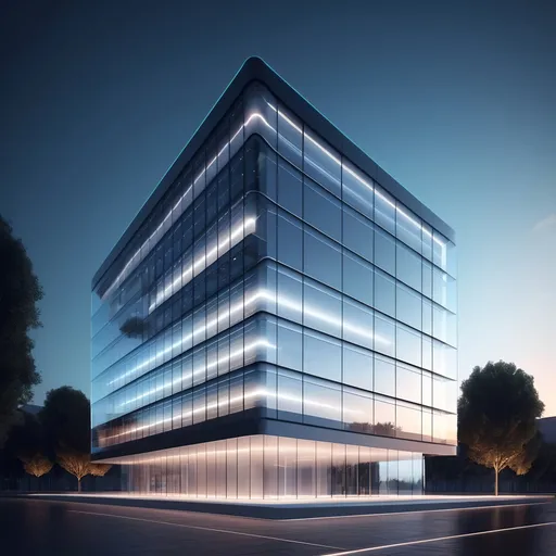 Prompt: Futuristic 3D render of a smart building, sleek and minimalistic design, high-tech glass exterior, futuristic architecture, intelligent lighting system, high resolution, professional, modern, cool tones, atmospheric lighting
