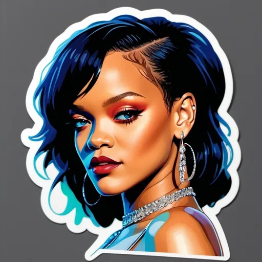 Prompt: Rihanna, (iconic figure), striking pose, confident expression, elegant attire, vibrant colors, cinematic lighting, dynamic background, enchanting ambiance, captivating essence, ultra-detailed, high definition, radiates energy and style, includes elements of glamour and charisma, showcase her as a music icon, modern and stylish presence.