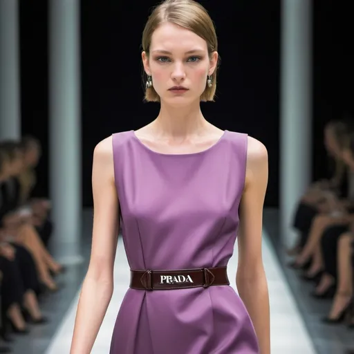 Prompt: (Prada dress), elegant fashion design, high-fashion couture, refined silhouette, luxury fabric textures, sophisticated draping, minimalist style, modern chic aesthetic, rich textures, beautifully tailored, vibrant color palette, high-quality craftsmanship, striking details, beautifully lit, ultra-detailed, fashion runway inspiration, capturing the essence of contemporary elegance.