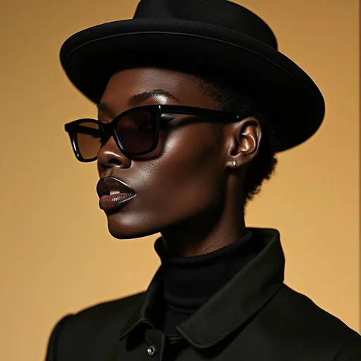 Prompt: (Alek Wek in Vintage Prada), fashion model, sophisticated pose, striking features, elegant styling, (vintage elegance), playing with textures, soft lighting, minimalistic background, warm color tones, fashion photography, high quality, ultra-detailed, dynamic composition, capturing the essence of modern chic while embracing classic design elements, telling a story of style and identity.