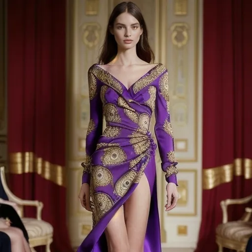 Prompt: (Pucci silk dress), luxurious fabric draped elegantly, vibrant colors with intricate patterns, warm tones creating a glamorous ambiance, exquisite detailing highlighting the dress’s flow and texture, elegant silhouette, soft lighting casting graceful shadows, detailing of seams and folds, stylish backdrop, high-end fashion atmosphere, ultra-detailed, opulent and enchanting design.