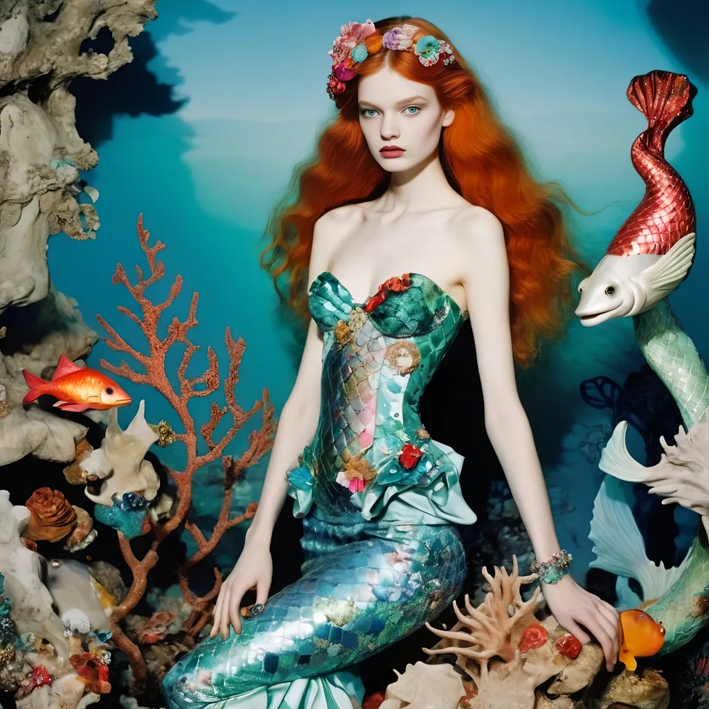 Prompt: Ariel the Mermaid Christian Lacroix 