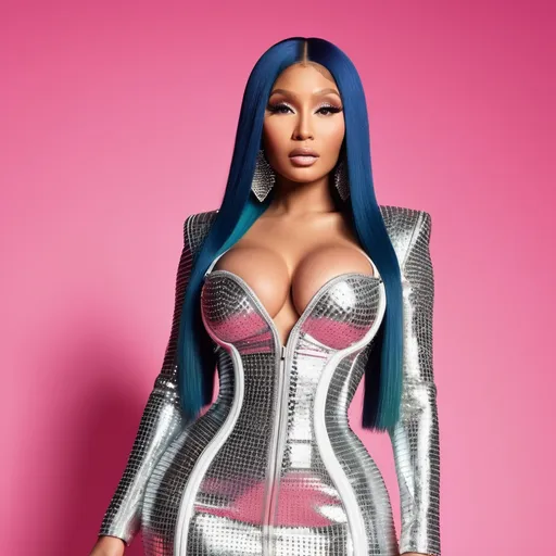 Prompt: Highly detailed image of Nicki Minaj wearing a very glamorous and high fashionable highly detailed 64k 3D dress by GCDS