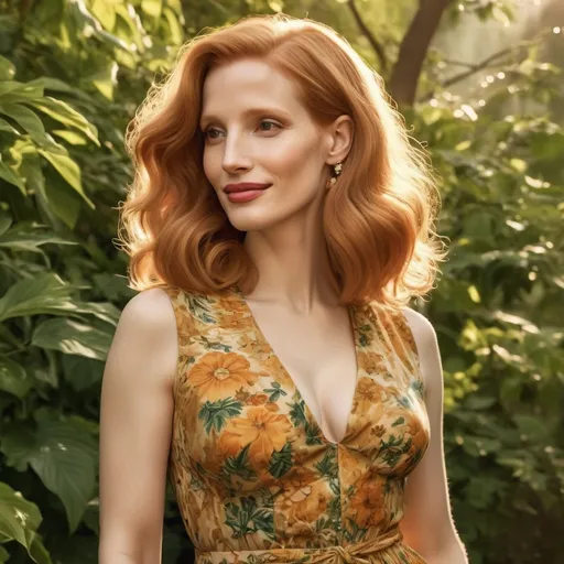 Prompt: Jessica Chastain wearing a 70s look 