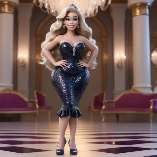 Prompt: Hyper realistic 64k 3d Ursula from The Little Mermaid as Mariah Carey in hyper realistic and very detailed 64 3d hd, wearing Chanel and heels outfit, very detailed Chanel dress 64k Reflex ultra hd quality and very detailed Chanel heels 64k ultra hd quality 