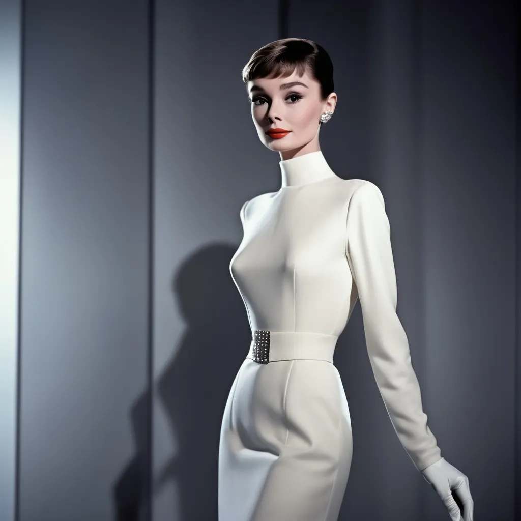 Prompt: Audrey Hepburn wearing Mugler