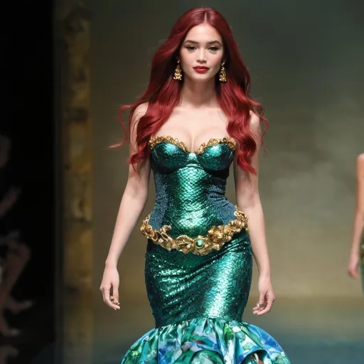 Prompt: Ariel the mermaid in Dolce&Gabbana