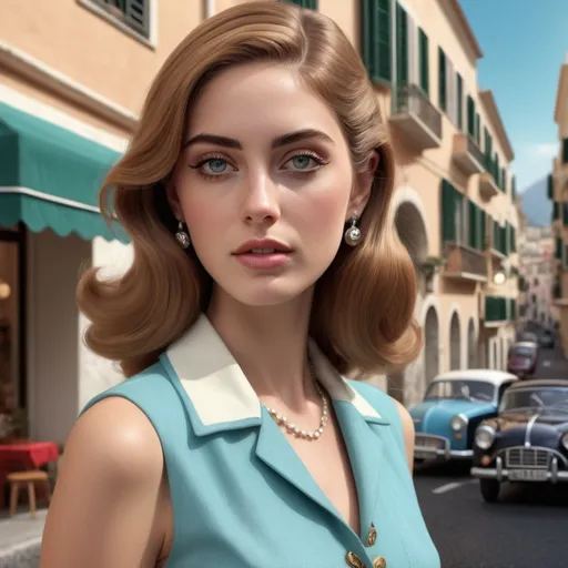 Prompt: Hyperrealistic 3D rendering of Chiara Ferragni in 50s Italian Capri fashion, photorealistic, accurate facial features, Prada outfit, high resolution 64k, detailed textures, realistic lighting, Capri street backdrop, sophisticated, elegant, photorealism, Italian fashion, 50s style, high quality, Prada, detailed design, accurate portrayal, realistic rendering, lifelike, professional, professional lighting 