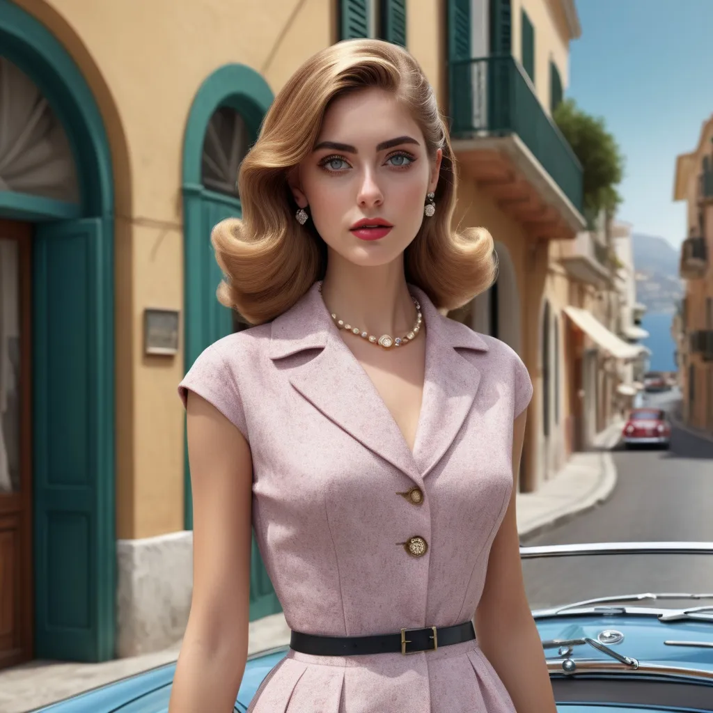 Prompt: Hyperrealistic 3D rendering of Chiara Ferragni in 50s Italian Capri fashion, photorealistic, accurate facial features, Prada outfit, high resolution 64k, detailed textures, realistic lighting, Capri street backdrop, sophisticated, elegant, photorealism, Italian fashion, 50s style, high quality, Prada, detailed design, accurate portrayal, realistic rendering, lifelike, professional, professional lighting 