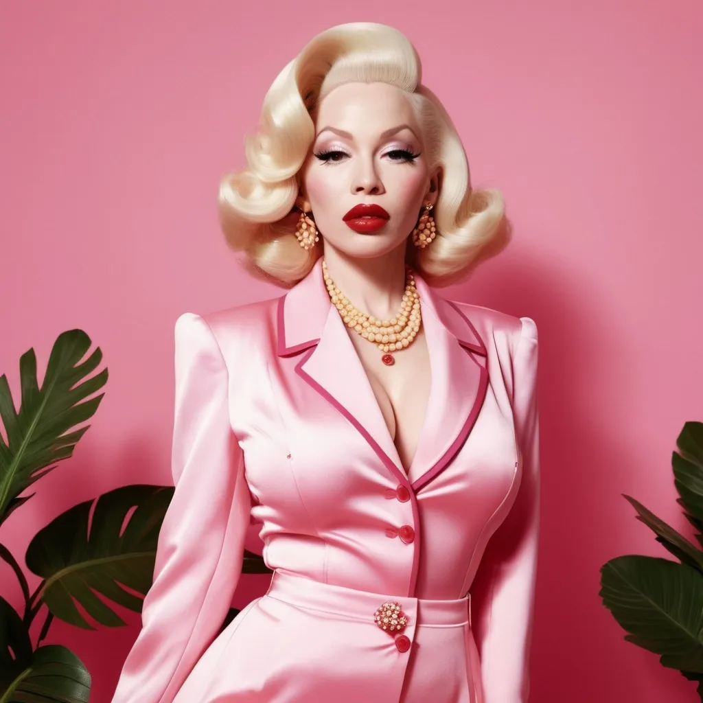 Prompt: Hyper realistic Amanda Lepore wearing a Miu Miu outfit in a Wes Anderson Movie