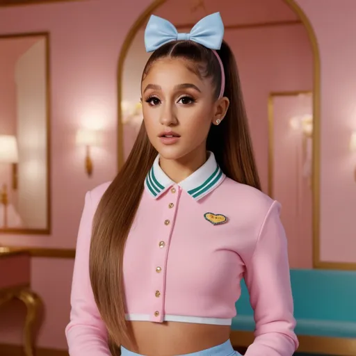 Prompt: Hyper realistic Ariana Grande wearing a Miu Miu outfit in a Wes Anderson Movie ultra hd 64k quality 3d
