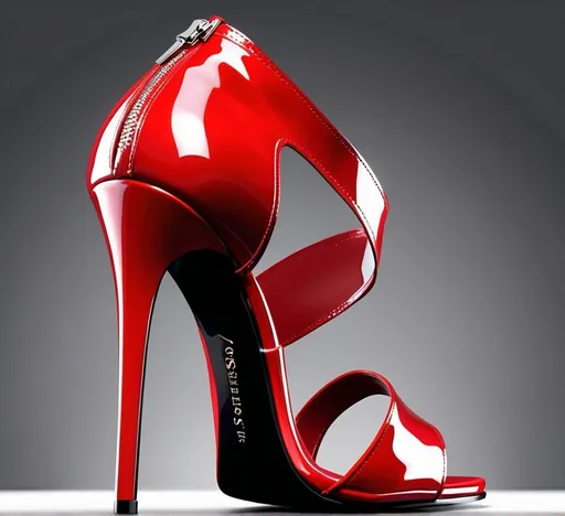 Prompt: Britney Spears High heels, glossy red patent leather, elegant design, detailed stiletto heel, luxurious, high fashion, high quality, realistic rendering, glamorous, vibrant red tones, dramatic lighting