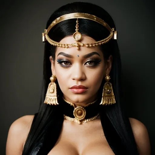 Prompt: Rita Ora as Cleopatra with Classic Egyptian makeup 