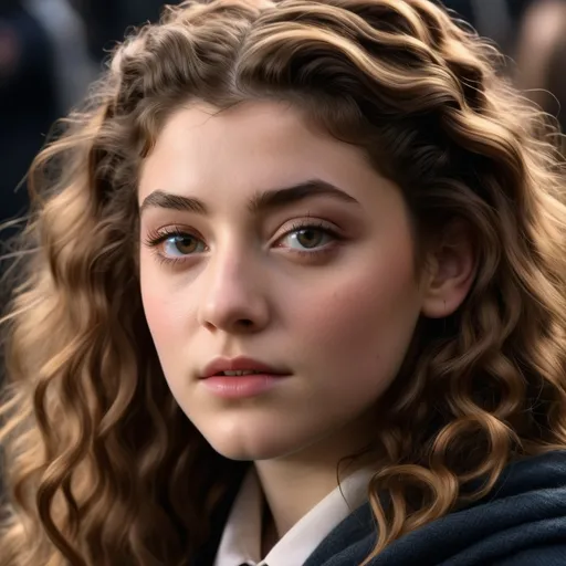 Prompt: Hyper realistic Lorde as a very detailed ultra hd 64k 3d quality Hermione Granger at Hogwarts background 