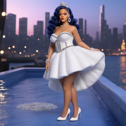 Prompt: Hyper realistic 64k 3d Ursula from The Little Meaid as Rihanna in hyper realistic and very detailed 64 3d hd, wearing Chanel and heels outfit, very detailed Chanel dress 64k Reflex ultra hd quality and very detailed Chanel heels 64k ultra hd quality 