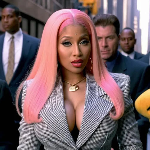 Prompt: Nicki Minaj wearing a very accurated look as a manager in the 1990s in New York 3d quality 64k Hd 