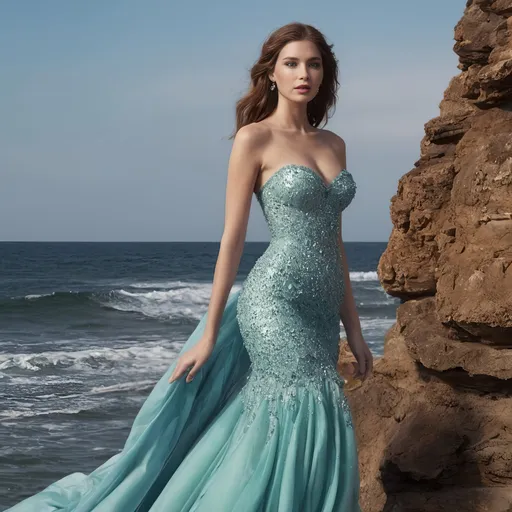 Prompt: Ariel the Mermaid wearing Dior