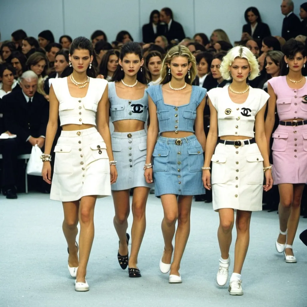 Prompt: Chanel 90s fashion show