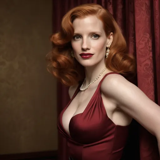 Prompt: Jessica Chastain as Betty Page