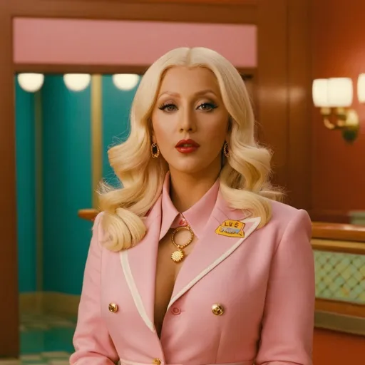 Prompt: Christina Aguilera in a Wes Anderson world

