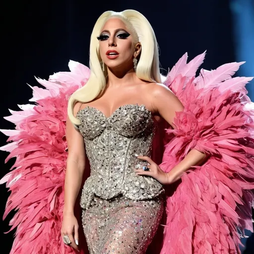 Prompt: Lady Gaga as a Drag Queen wearing McQueen