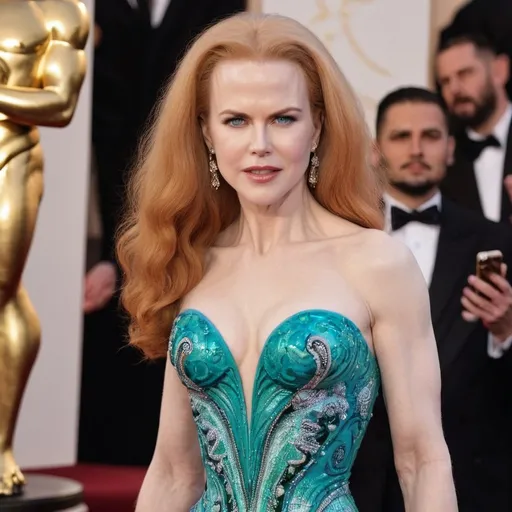 Prompt: Nicole Kidman as Ariel wearing Versace 