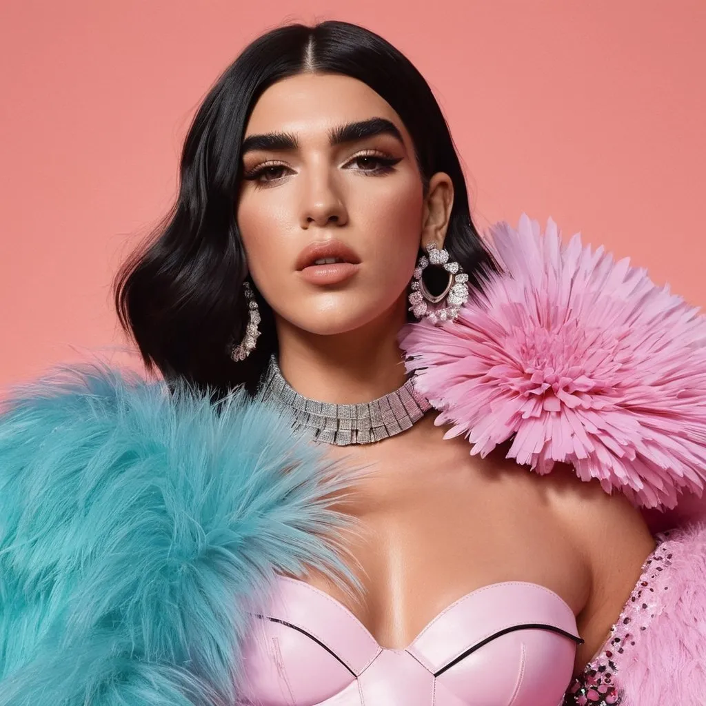 Prompt: Dua Lipa as a Drag Queen wearing Fendi