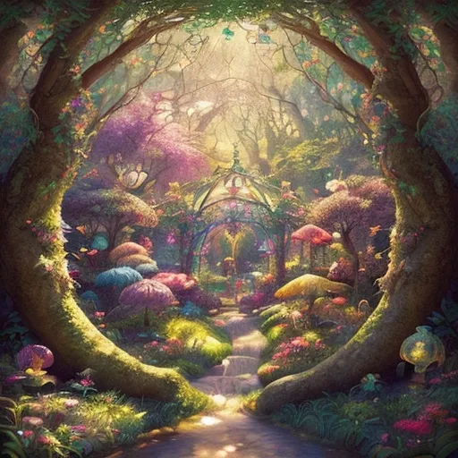 Prompt: (Anale), whimsical illustration, colorful and lively, enchanting atmosphere, fantasy elements, magical creatures, intricate details, soft-focus background, warm light filtering through trees, serene and inviting vibe, high-quality artwork, bright and vivid colors, 4K resolution, imaginative scene encouraging escapism.