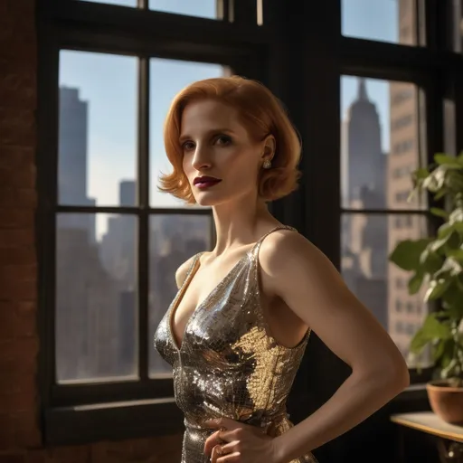 Prompt: Jessica Chastain as Edie Sedgwick