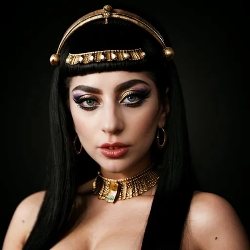 Prompt: Lady Gaga as Cleopatra with Classic Egyptian makeup 