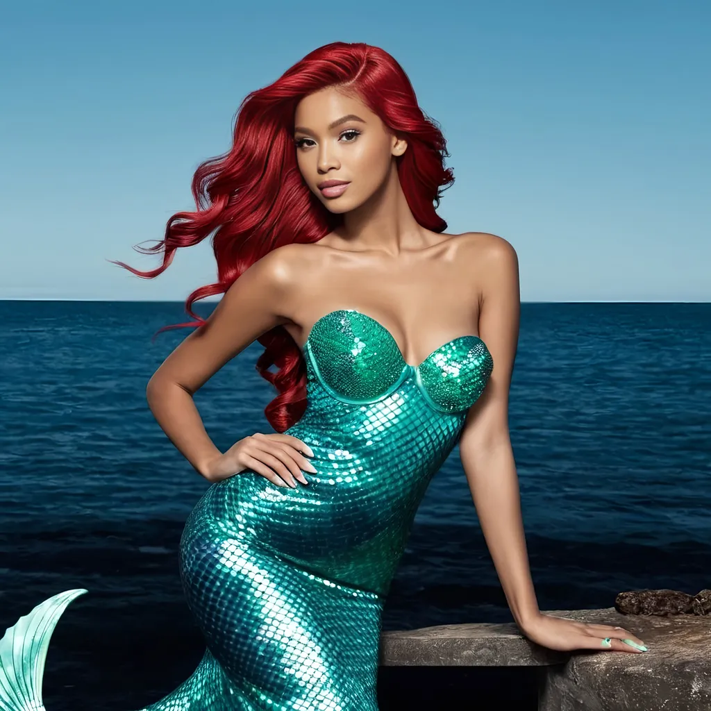 Prompt: Ariel the mermaid Armani