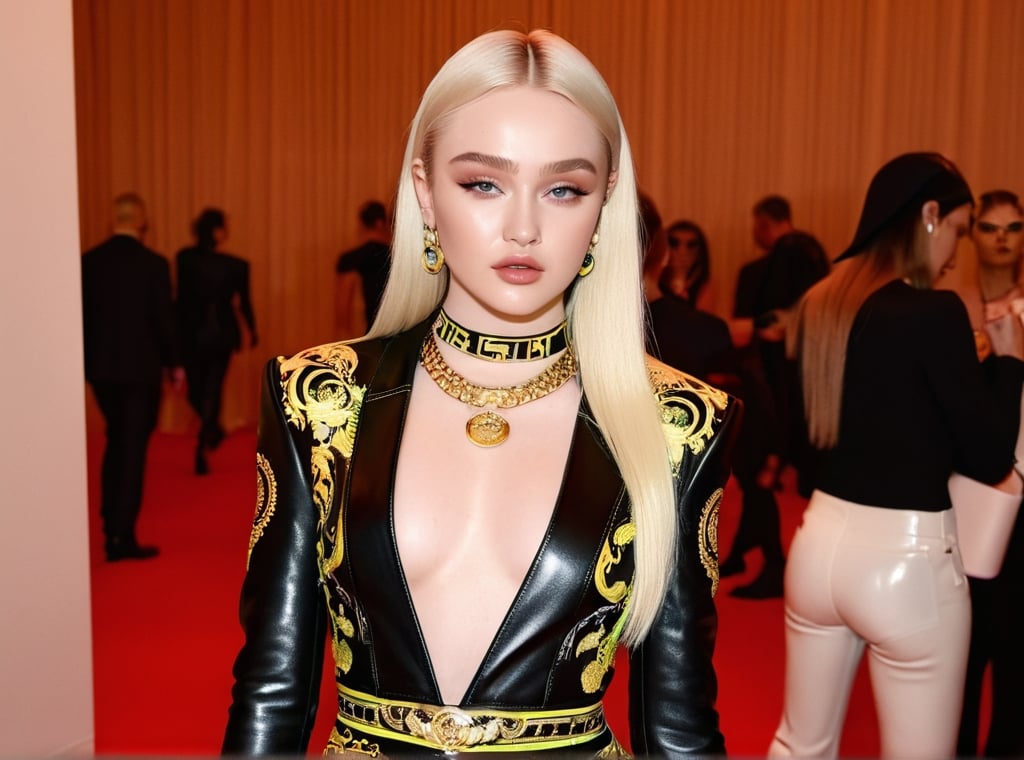 Prompt: Kim Petras wearing Versace 