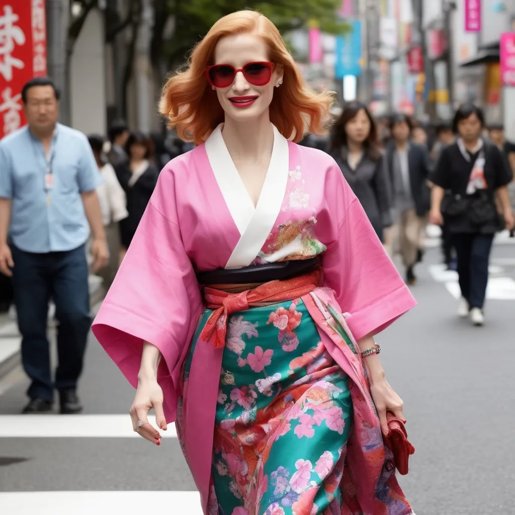 Prompt: Jessica Chastain harajuku girl