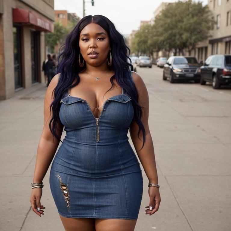 Prompt: Lizzo wearing Diesel dress