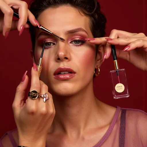 Prompt: (Armani beauty makeup), glamorous makeup application, sleek applicators, high-quality cosmetics, elegant packaging, rich color palette, feminine atmosphere, softly diffused lighting, luxurious backdrop, sophisticated vibes, cinematic feel, high definition, ultra-detailed, modern aesthetics, beauty editorial style.