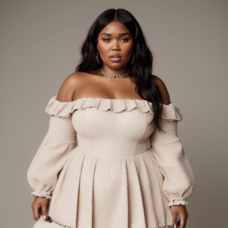 Prompt: Lizzo wearing Chanel dress