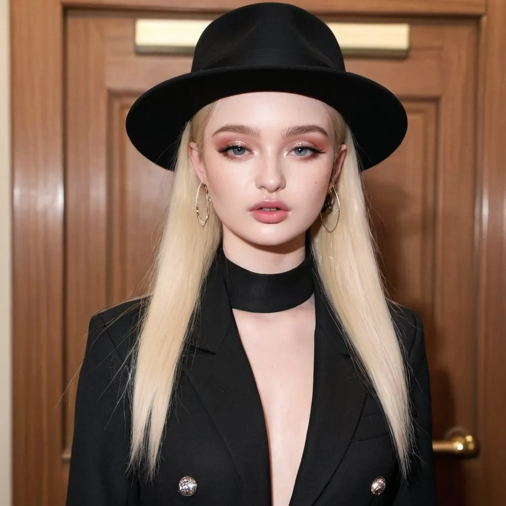 Prompt: Kim Petras wearing Borsalino