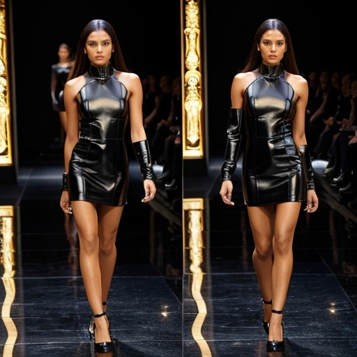 Prompt: Leather Dress by Versace 