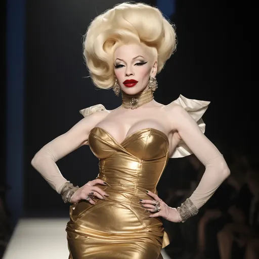 Prompt: Amanda Lepore wearing Jean Paul Gaultier