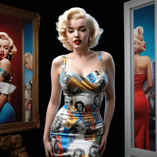 Prompt:   Hyper realistic Marilyn Monroe wearing a very detailed and hyper realistic Moschino dress, 64k 3d ultra hd quality reflex quality 500mpx 